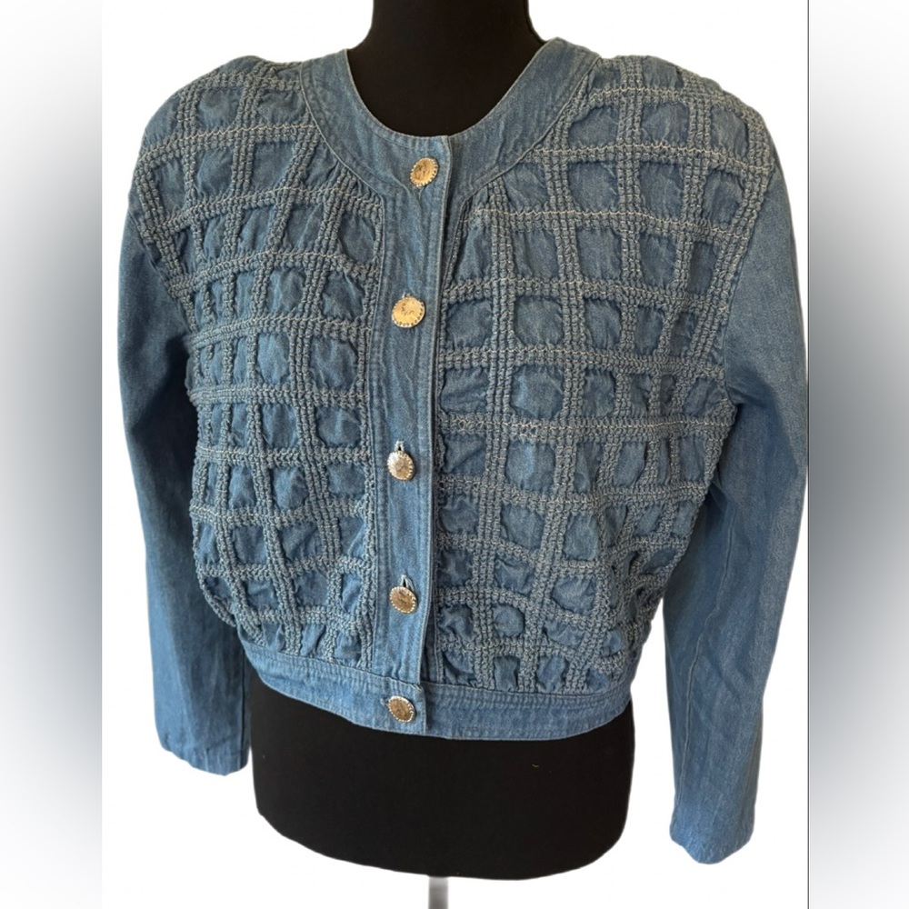 Vintage d.Frank Cropped Denim Jacket size 8 - Picture 2 of 13